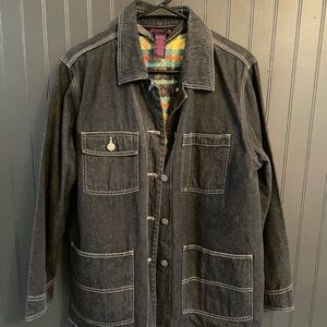 Women's Black Denim Jacket with Contrast Stitching